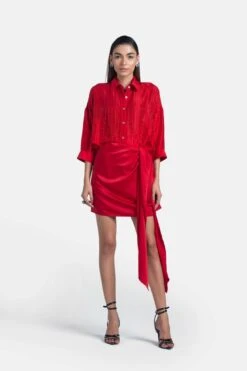 Red Satin Sera Skirt