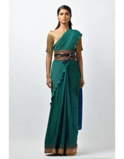 Gold Pleated Choli With Sleeves