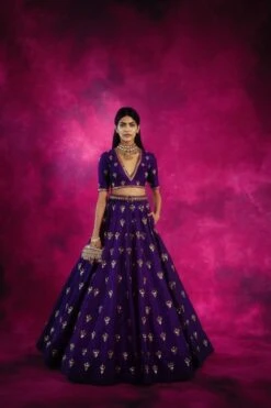 Purple Chand Jaal Skirt And Top Set