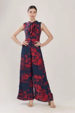 Blue And Red Floral Jumpsuit
