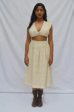 Ivory Box Pleated Skirt