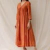 Rust Dramatic Poppy Gathered Dress -Incasee Ceantral 1 60629