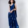 Blue Polka Dhoti Saree Withblack Rd Fitted Blouse -Incasee Ceantral 1 70249