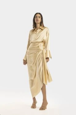 Ivory Silk Tie Up Skirt