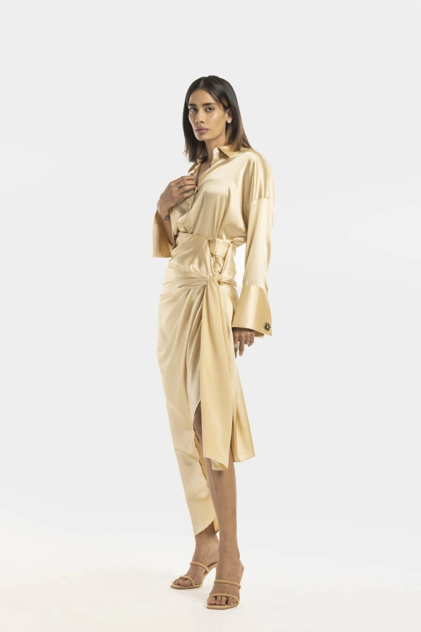 Ivory Silk Tie Up Skirt 4 Ivory Silk Tie Up Skirt - Image 2