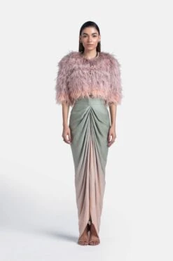 Grey Chiffon Ombre Draped Skirt