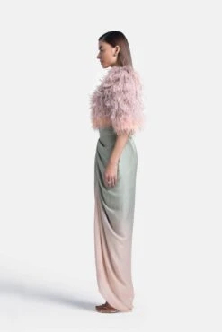 Grey Chiffon Ombre Draped Skirt -Incasee Ceantral 2211410greyb
