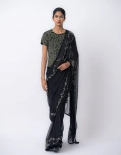 Black Silver Velvet Blouse