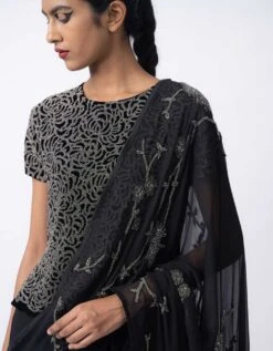 Black Silver Velvet Blouse -Incasee Ceantral 2213blacksilver3