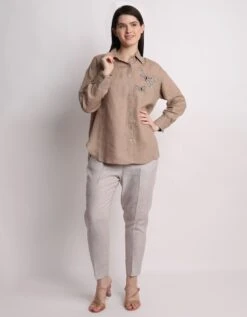 Green Butterfly Emboridered Shirt