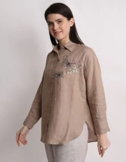 Green Butterfly Emboridered Shirt -Incasee Ceantral 231113b