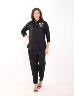 Black Rabbit Embroidered Shirt