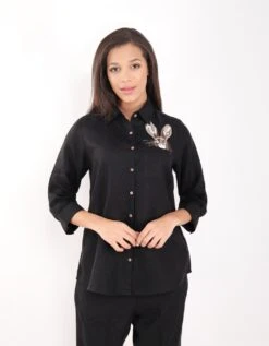 Black Rabbit Embroidered Shirt -Incasee Ceantral 2311513