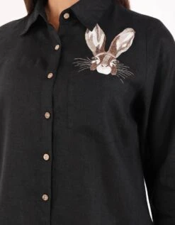 Black Rabbit Embroidered Shirt -Incasee Ceantral 2311515