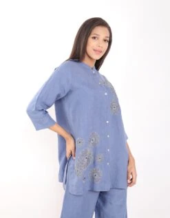 Blue Zari Embroidered Shirt -Incasee Ceantral 2311633