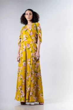 Yellow Bv Printed Kaftan Box Pleated Jumpsuit -Incasee Ceantral 2 56430