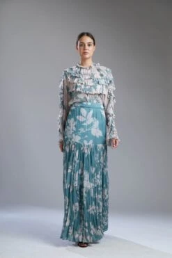 Vintage Sky Blue And White Floral Flared Skirt 9 Vintage Sky Blue And White Floral Flared Skirt -Incasee Ceantral 3 12089