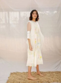 Ivory Printed Jumpsuit With Throw On -Incasee Ceantral 3 27476