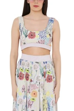 Stone Colour Printed Art Crepe Bustier And Frill Skirt -Incasee Ceantral 3 36344