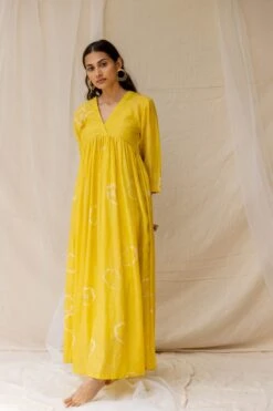 Yellow Dramatic Poppy Gathered Dress -Incasee Ceantral 3 37814
