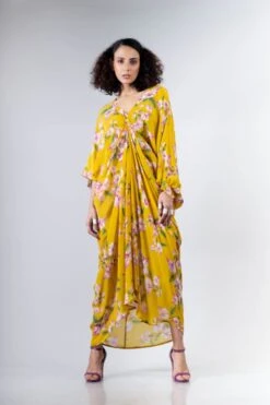 Yellow Bougainvillea Printed Rekha 2 Dress -Incasee Ceantral 3 44348