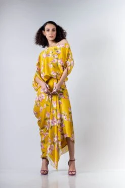 Yellow Bv Printed Side Cowl Skirt And Ald Top -Incasee Ceantral 3 44349