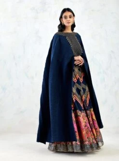Blue Cape With Skirt With Hand Embroidery -Incasee Ceantral 3 50159