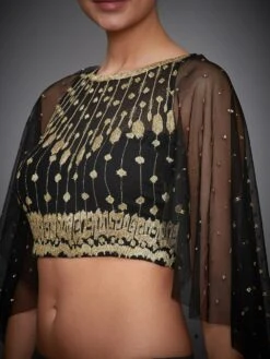 Black Embroidered Cape Blouse -Incasee Ceantral 3 50265