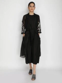 Black Patch Worked Jumpsuit With Jacket -Incasee Ceantral 3 51019