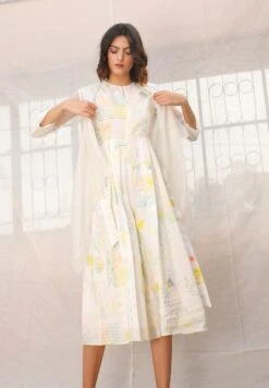 Ivory Printed Jumpsuit With Throw On -Incasee Ceantral 4 17129