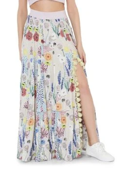 Stone Colour Printed Art Crepe Bustier And Frill Skirt -Incasee Ceantral 4 23192