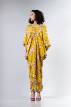 Yellow Bougainvillea Printed Rekha 2 Dress -Incasee Ceantral 4 28955