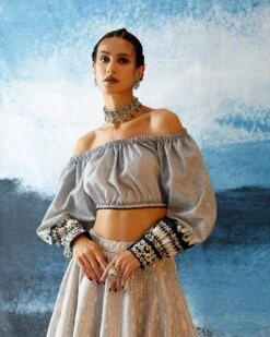 Silver Bikaner Leela Top And Skirt -Incasee Ceantral 4 30027