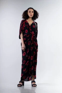 Black And Red Shibori Kk Gather Dress -Incasee Ceantral 5 13874