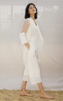 Ivory Embroidered Jumpsuit With Throw On -Incasee Ceantral 5 7750