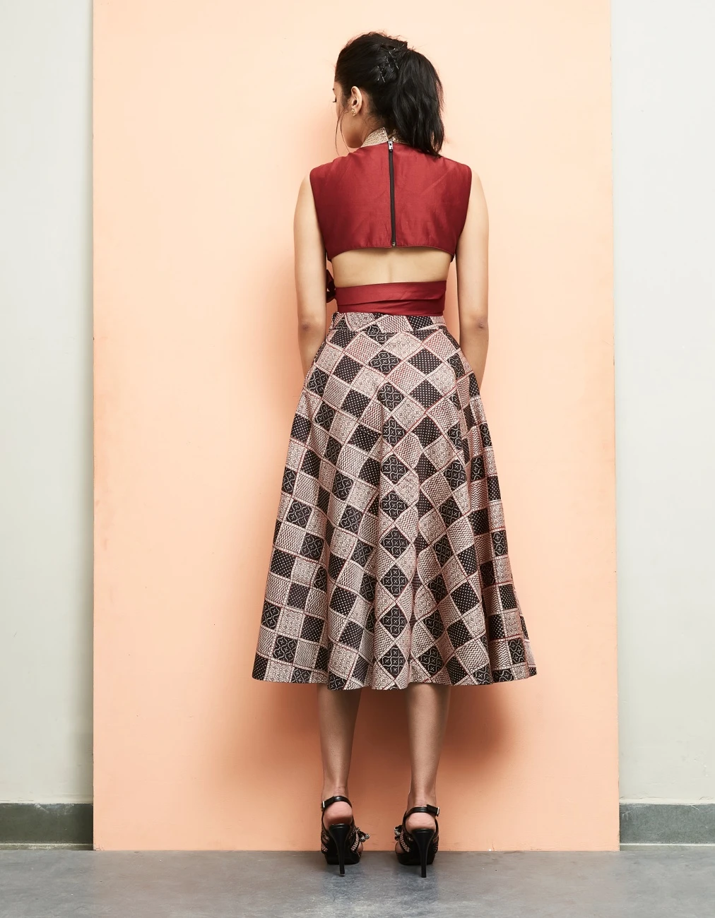 Bagru Top With A Maroon Crop Top 5 Bagru Top With A Maroon Crop Top - Image 3