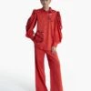 Poppy Red Egyptian Giza Cotton Embrodiered Puffed Sleeve Shirt -Incasee Ceantral af sh aw 23 04 a1