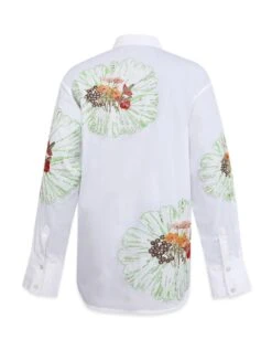 Cotton Poplin Carnation Embroidered Oversized Shirt -Incasee Ceantral af sh aw 23 07b