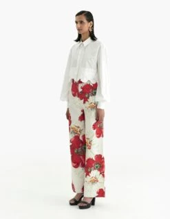 White Cotton Poplin Scalloped Crop Shirt -Incasee Ceantral af sh aw 23 12 c2