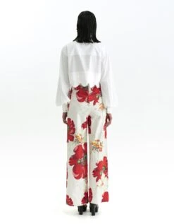 White Cotton Poplin Scalloped Crop Shirt -Incasee Ceantral af sh aw 23 12 cb