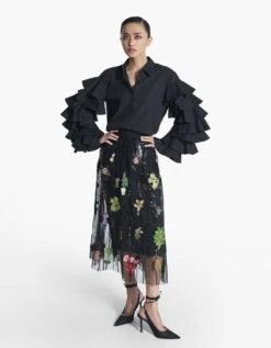 Jungle 3D Gathered Tulle Skirt