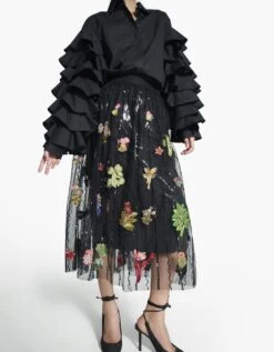 Jungle 3D Gathered Tulle Skirt -Incasee Ceantral af sk aw 23 73