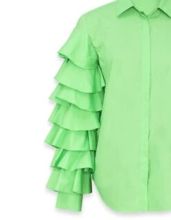 Acid Green Cotton Poplin Ruffled Shirt -Incasee Ceantral afshaw2318a5