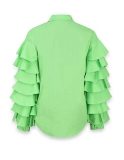 Acid Green Cotton Poplin Ruffled Shirt -Incasee Ceantral afshaw2318a6