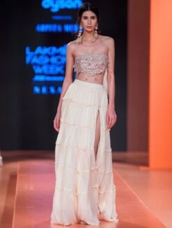 Solid Coconut Tiered Skirt Set -Incasee Ceantral am0254