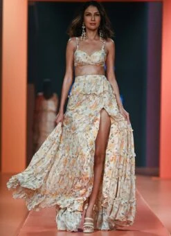 Coconut And Mango Floral Printed Tiered Skirt Set -Incasee Ceantral am0323