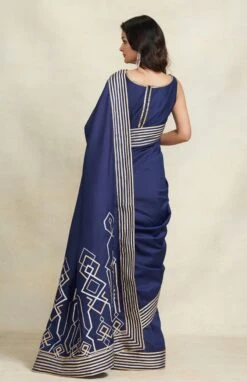 Gota Detailing Indigo Crop Top -Incasee Ceantral asgulabobl1gdindigob