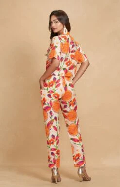 Floral Linen Orange Printed Crop Shirt -Incasee Ceantral asgulabocs1fblorange4