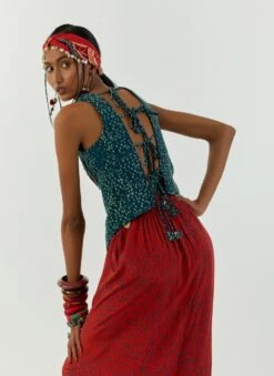 Deep Teal Bhumi Corset Blouse -Incasee Ceantral aw22ambl13