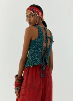 Deep Teal Bhumi Corset Blouse -Incasee Ceantral aw22ambl1b